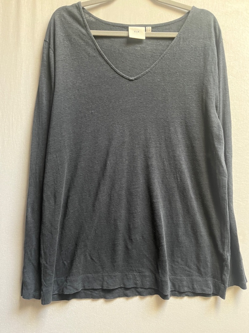 Elk The Label 100 Percent Linen V Neck Knit Long Sleeve Top 10